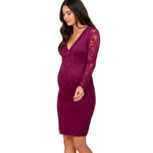 Pink Blush Size Large Burgundy Lace Maternity Dress